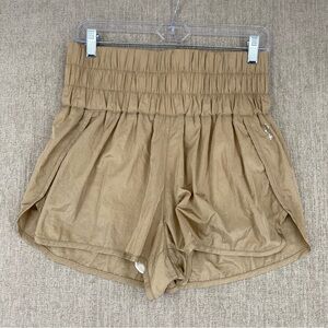 Free People FP Movement Way Home Shorts Pull On Smocked High Waist Running Large